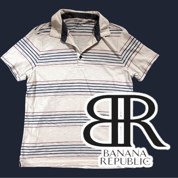 πHOST PICKπ Mens Banana Republic Striped Polo Shirt. Size Large π - Picture 2 of 5